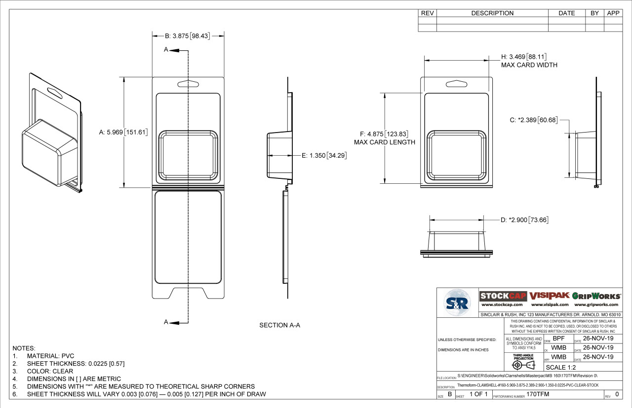 170TFM Stock Clamshell Technical Drawing
