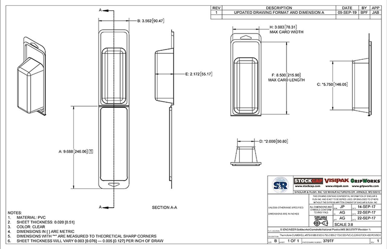 379TF - Stock Clamshell Packaging Technical Drawing
