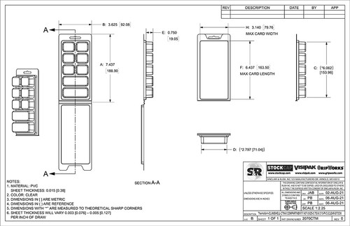 8 Compartment ClamTray Technical Drawing