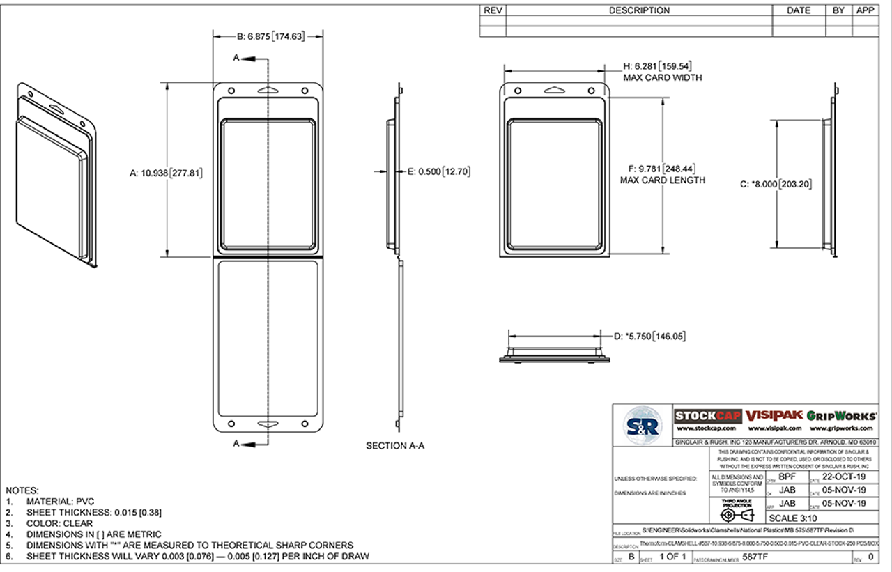 587TF - Stock Clamshell Packaging Technical Drawing