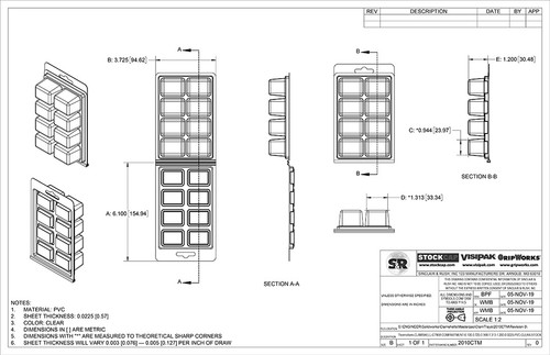 8-Compartment ClamTray Technical Drawing