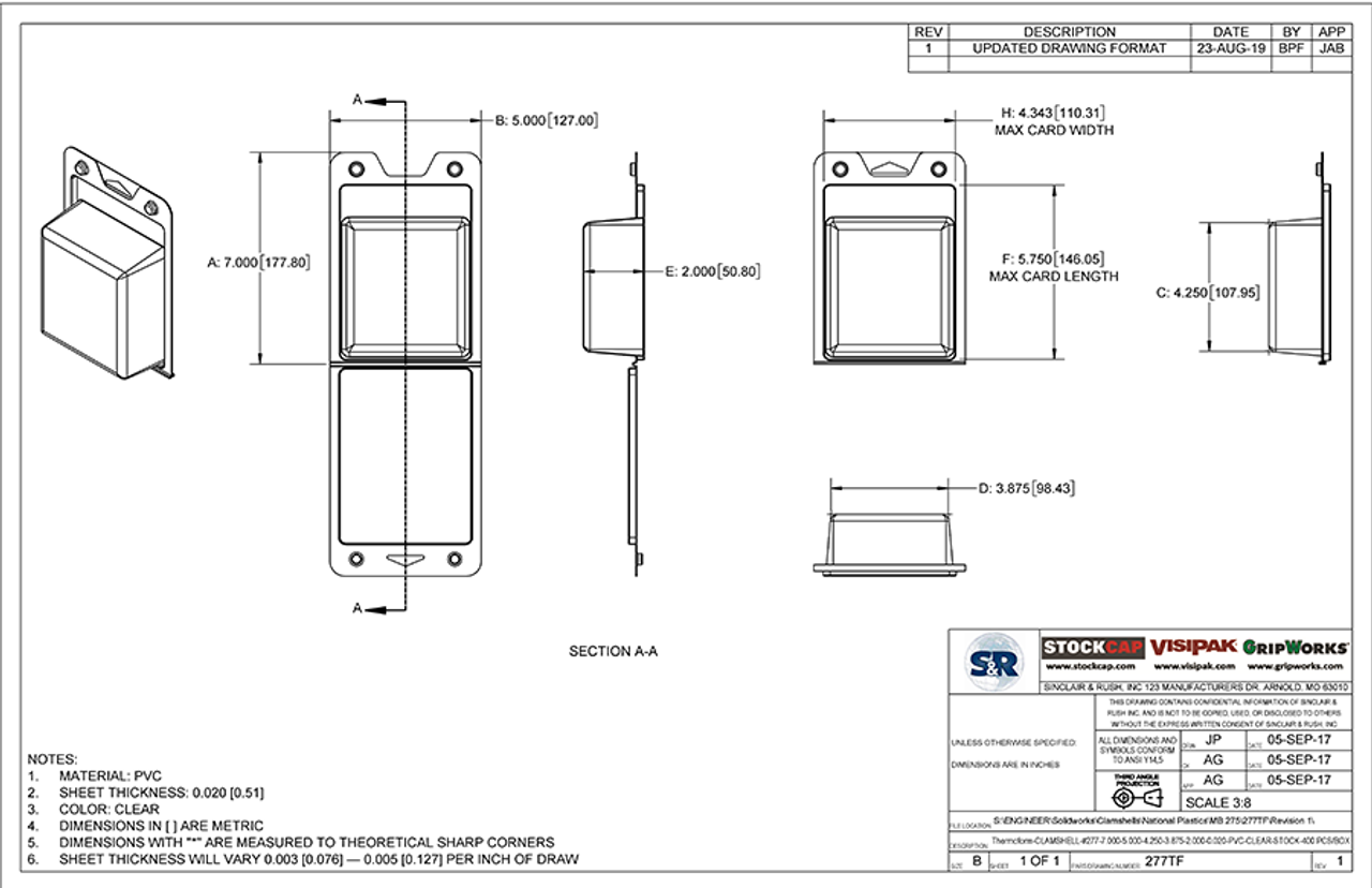 277TF - Stock Clamshell Packaging Technical Drawing