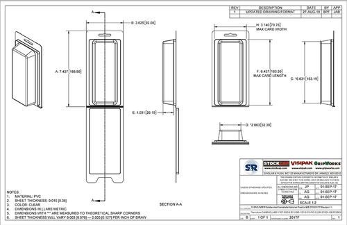 201TF - Stock Clamshell Packaging Technical Drawing