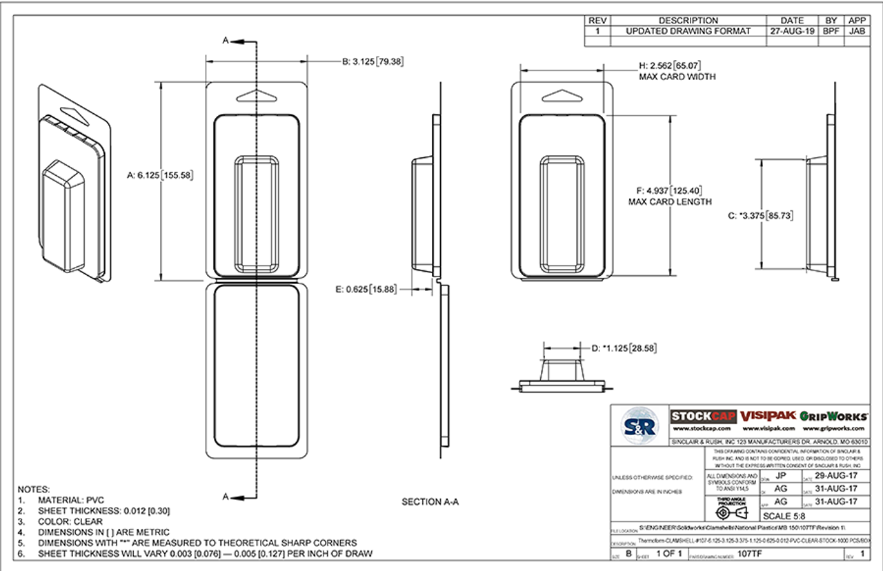 107TF - Stock Clamshell Packaging Technical Drawing
