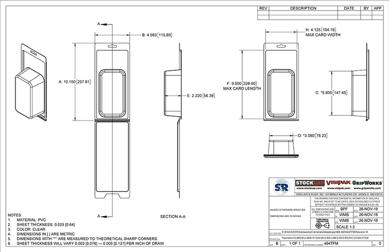494TFM Stock Clamshell Technical Drawing