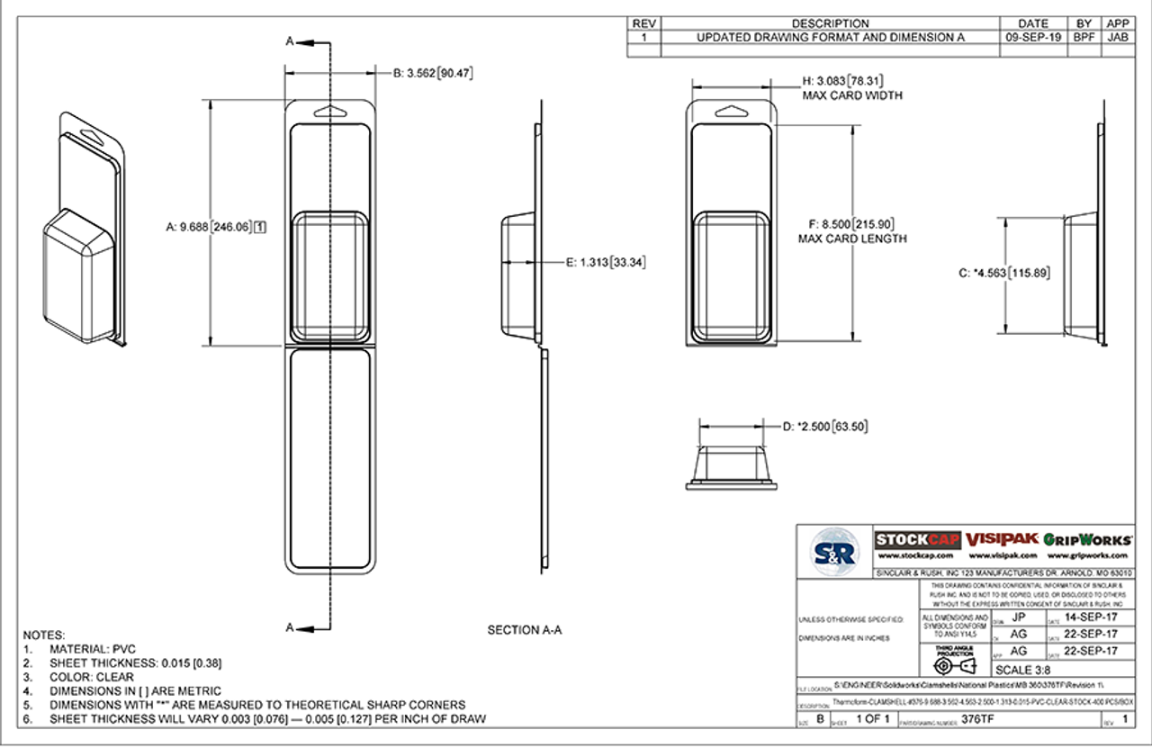376TF - Stock Clamshell Packaging Technical Drawing