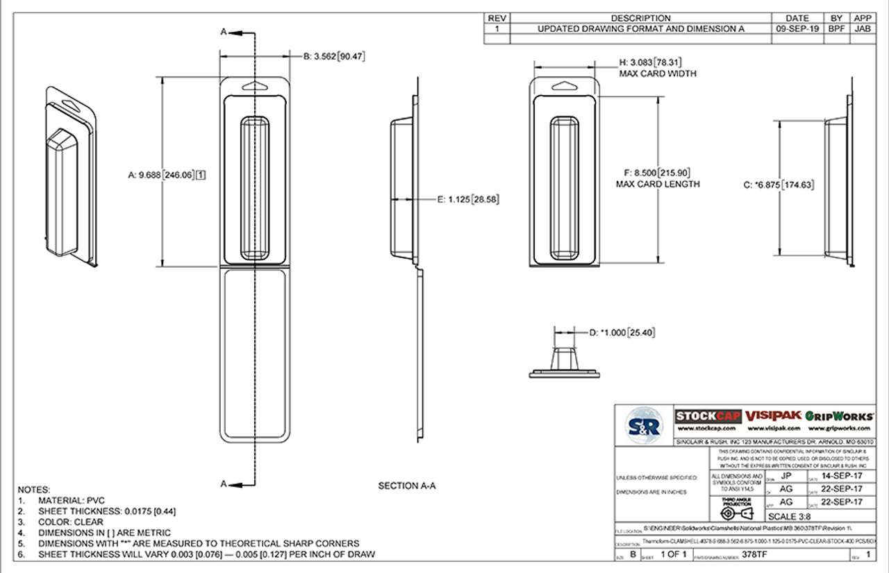 378TF - Stock Clamshell Packaging Technical Drawing
