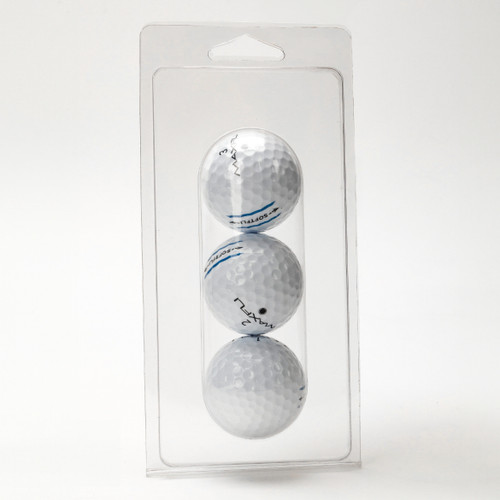 103-Large - 3-Ball Double Hang Hole Golf Ball Clamshell Clear Package with room for insert card