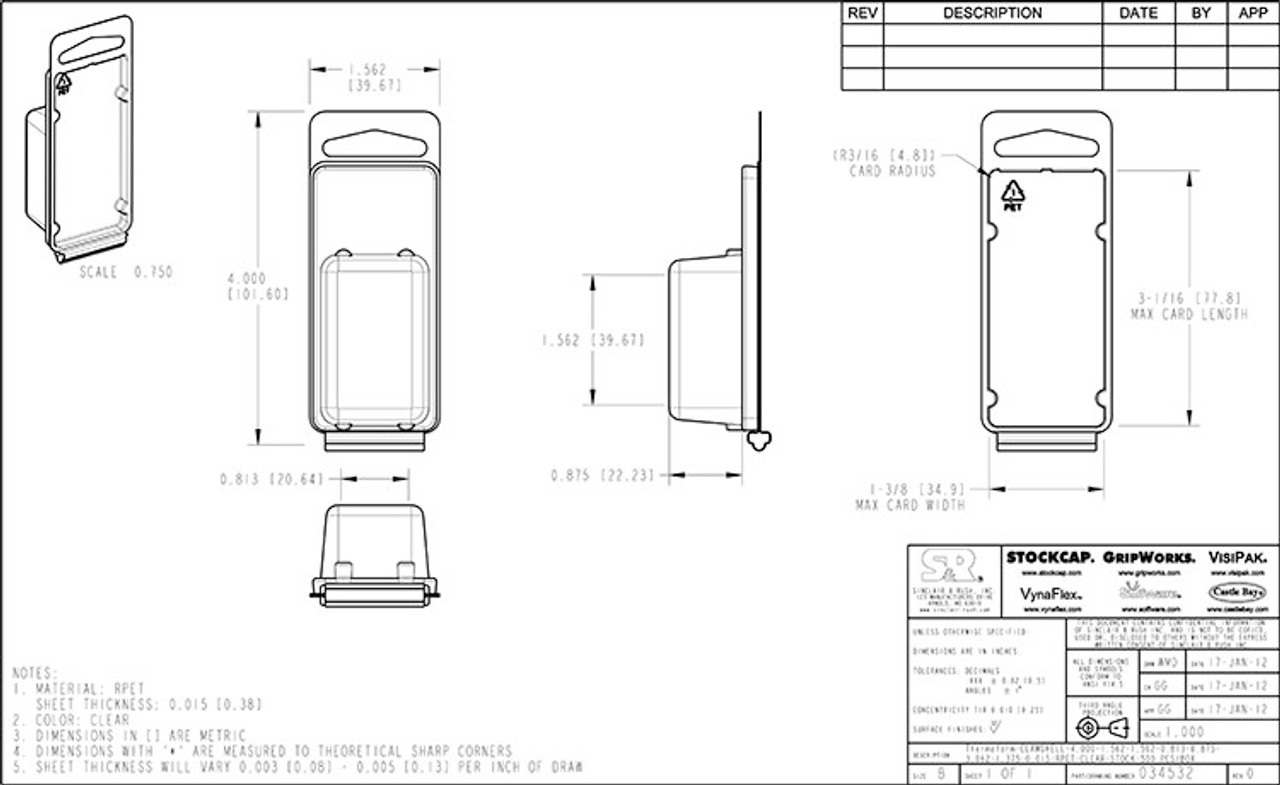 034532 - Stock Clamshell Packaging Technical Drawing