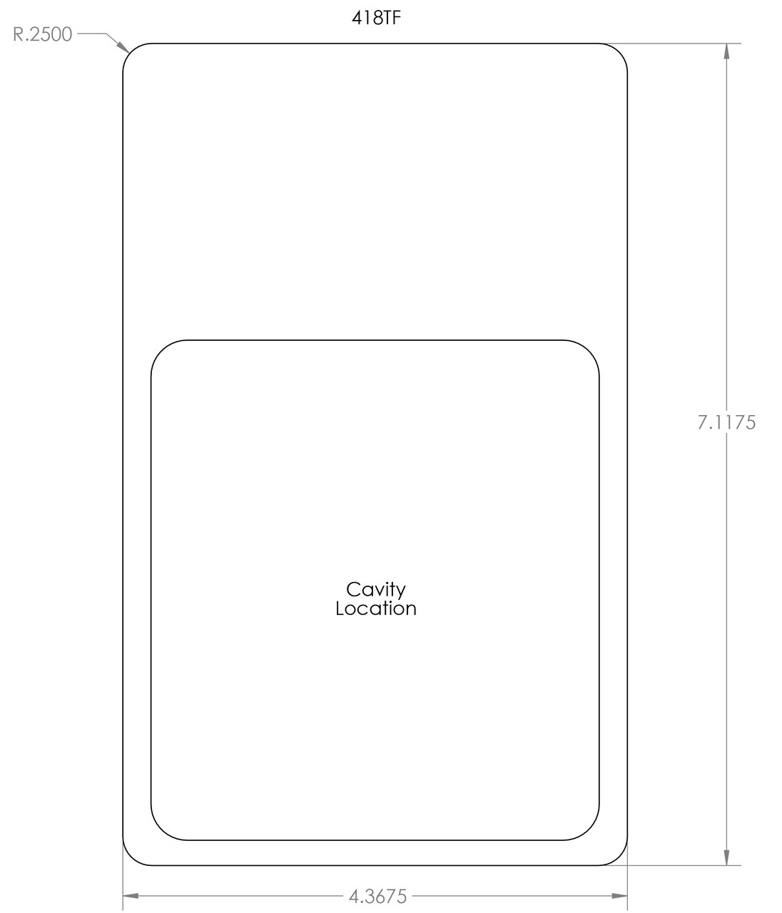 418TF - Stock Clamshell Packaging Header Card Dielines