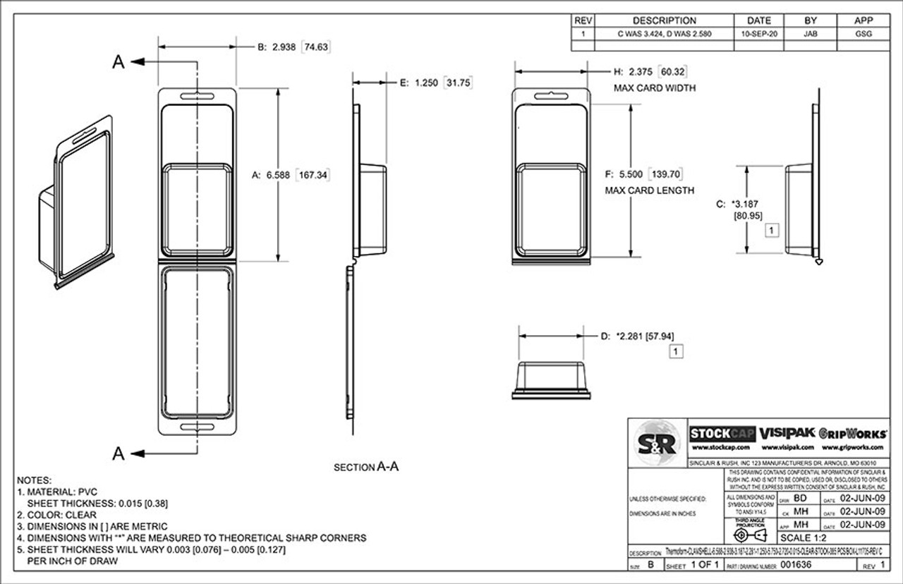 Stock Clamshell Technical Drawing