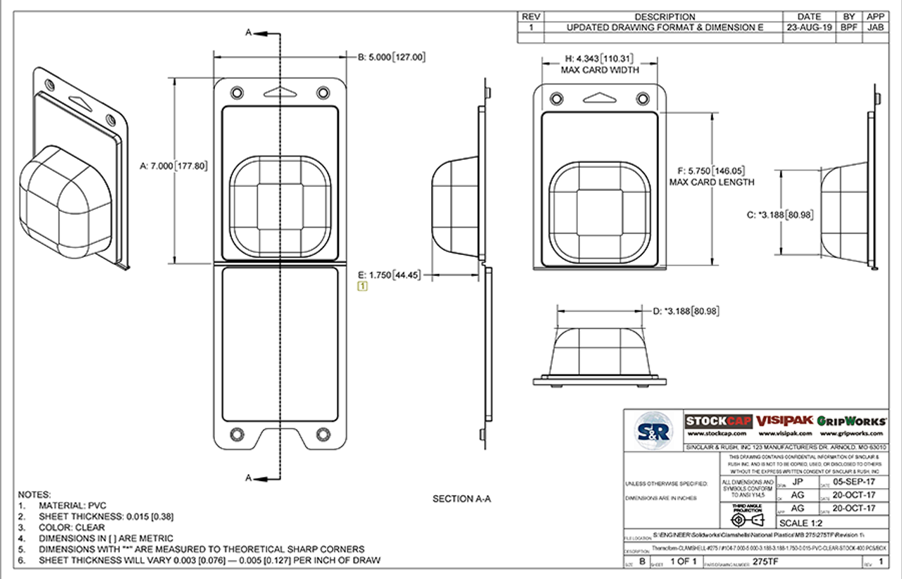 275TF - Stock Clamshell Technical Drawing