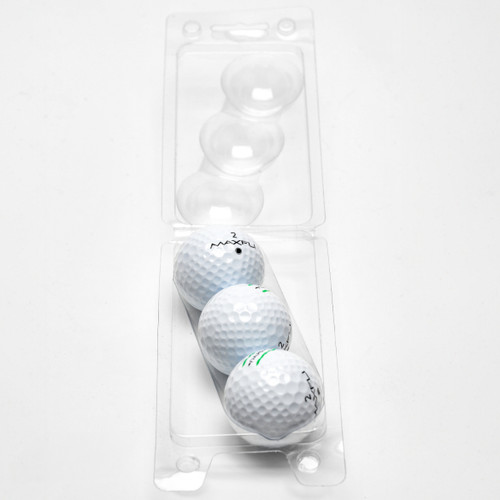 3-Ball Egg Carton Bottom Golf Ball Clamshell Clear Package Opened