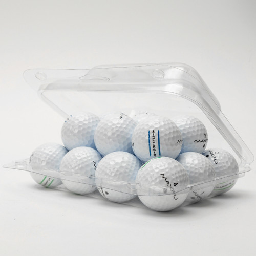 118-2TF - 18-Ball Flat Bottom Style Container Golf Ball Clamshell Opened
