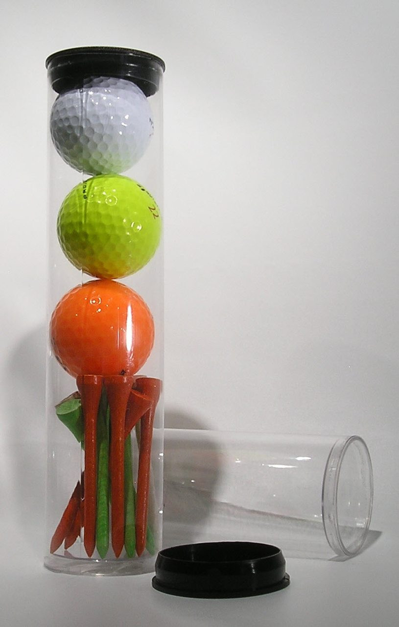 1-3/4" x 7-7/8" Clear Plastic 3 Ball Container (room for 2-1/8" to 2-1/4" tees)