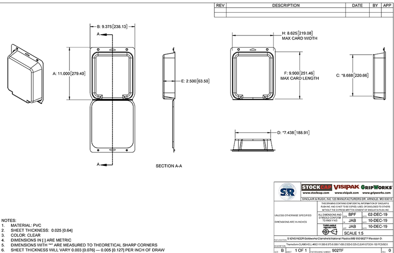 902TF - Stock Clamshell Packaging Technical Drawing