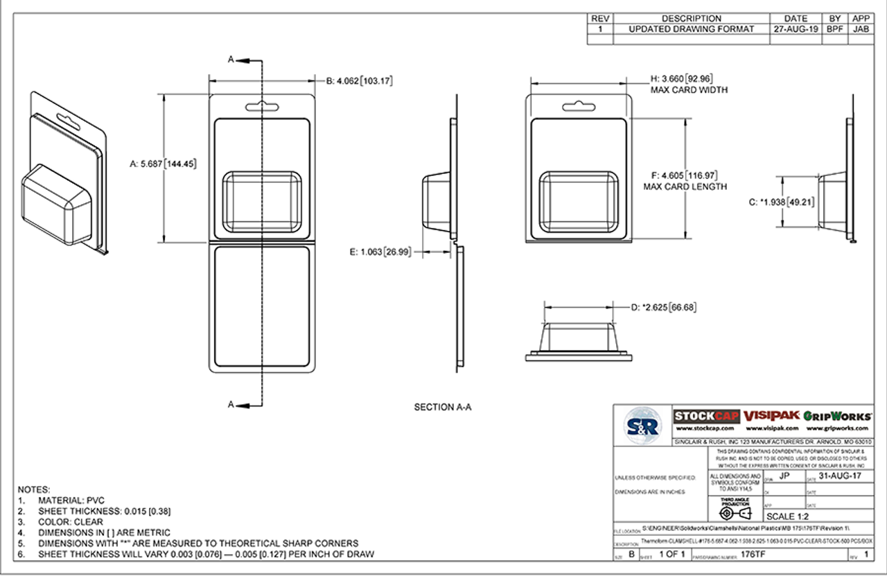 176TF - Stock Clamshell Packaging Technical Drawing
