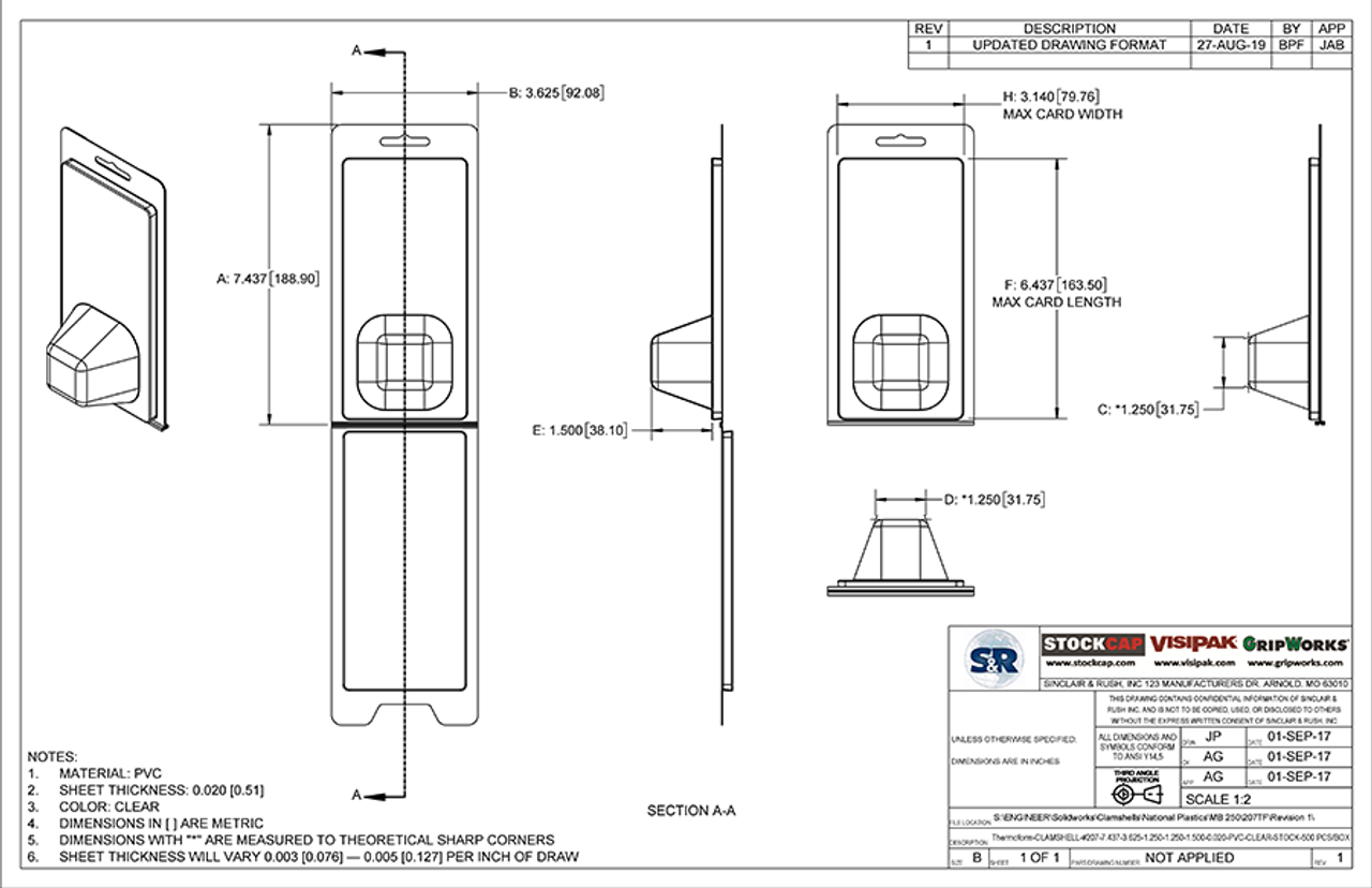 207TF - Stock Clamshell Packaging Technical Drawing