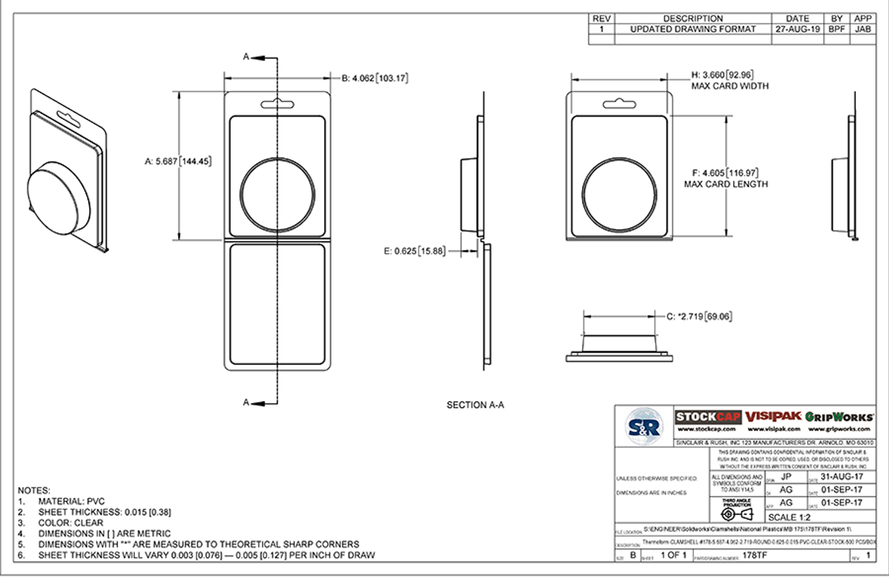 178TF - Stock Clamshell Packaging Technical Drawing